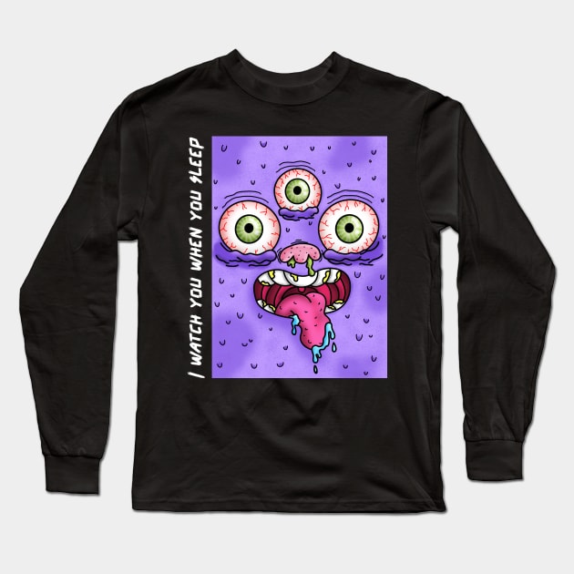 Purple faced gobble eater Long Sleeve T-Shirt by John Byrne